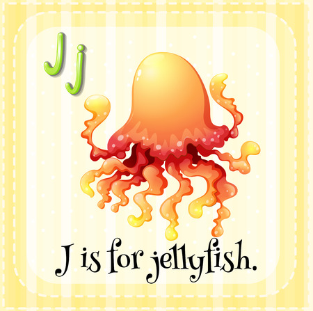 Illustration of an alphabet J is for jellyfishのイラスト素材