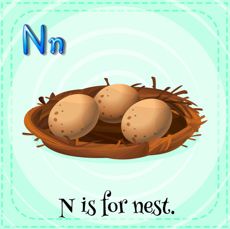 Illustration of an alphabet N is for nestのイラスト素材