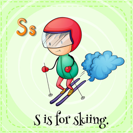 Illustration of an alphabet S is for skiingのイラスト素材