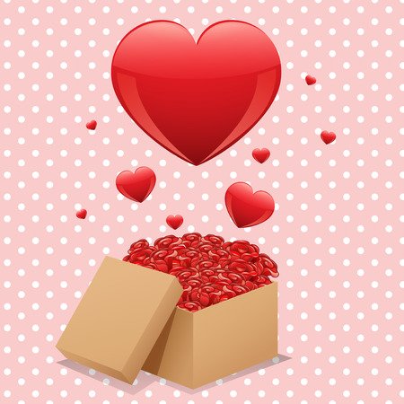 Illustration of a box of roses and heartsのイラスト素材