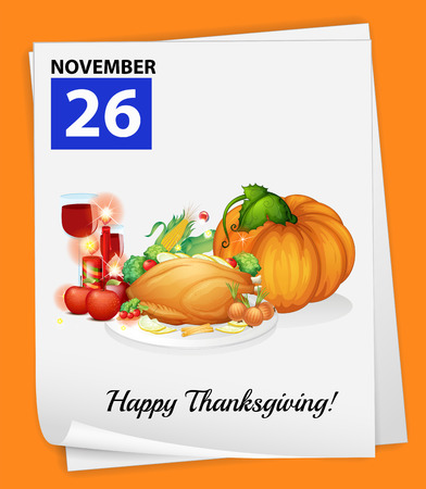 A calendar showing the 26th of November on an orange backgroundのイラスト素材