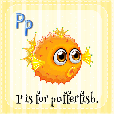 Illustration of a letter P is for pufferfishのイラスト素材