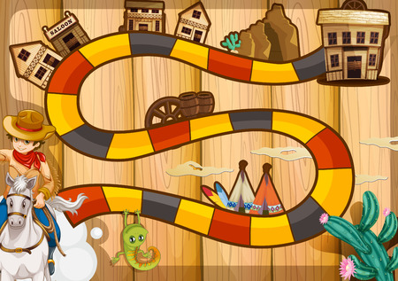 Illustration of a boardgame with western backgroundのイラスト素材