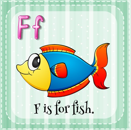 Illustration of a letter F is for fishのイラスト素材