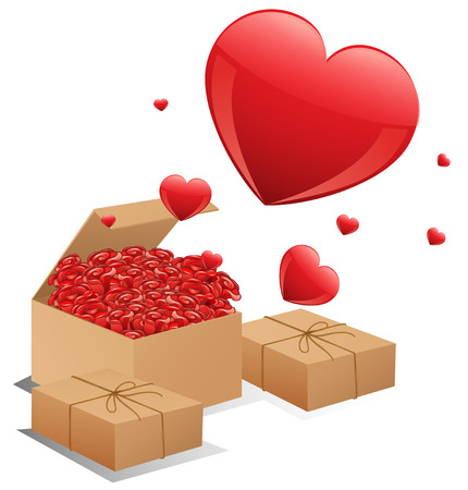 Illustration of three boxes of roses with heartsのイラスト素材