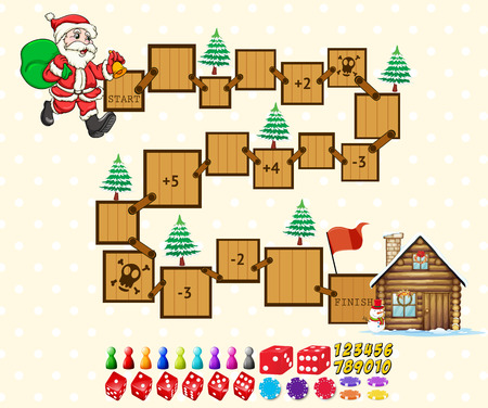 Illustration of a puzzle game with Santa and a houseのイラスト素材