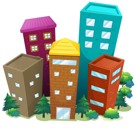 Illustration of many skyscrappersのイラスト素材