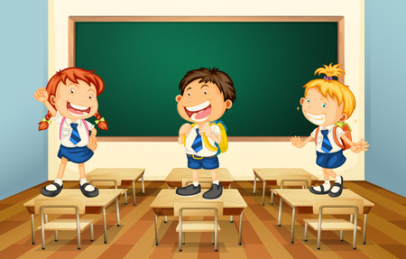 Illustration of students standing in the classroomのイラスト素材
