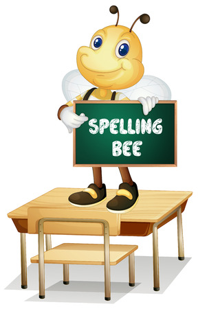 Illustration of a bee holding a spelling bee signのイラスト素材