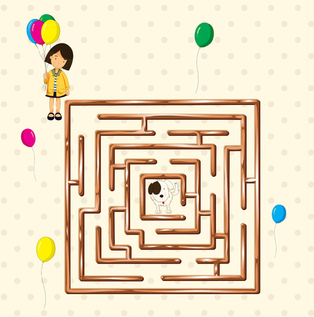 Illustration of a puzzle game template with a girlのイラスト素材