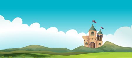 Illustration of a castle and the landのイラスト素材