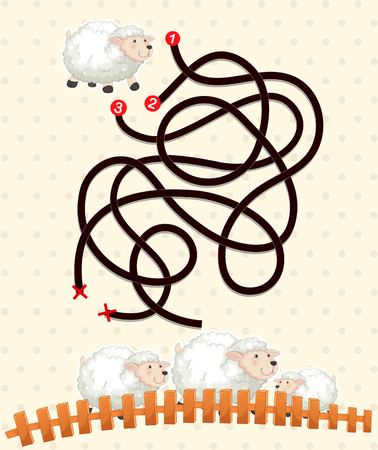 Illustration of a puzzle game with sheepsのイラスト素材