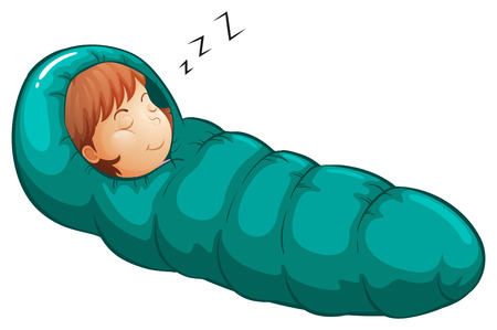Illustration of a girl in a sleeping bagのイラスト素材