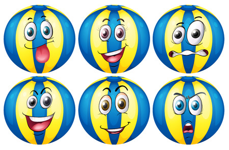 Illustration of beach ball with facial expressionsのイラスト素材