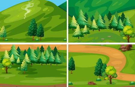 Illustration of different scenes of national parkのイラスト素材