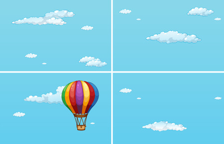 balloon flying in the skyのイラスト素材