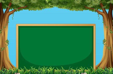 Green board with trees backgroundのイラスト素材