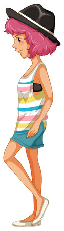 Single female hipster wearing a hatのイラスト素材