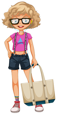 Female hipster with glasses and bagのイラスト素材