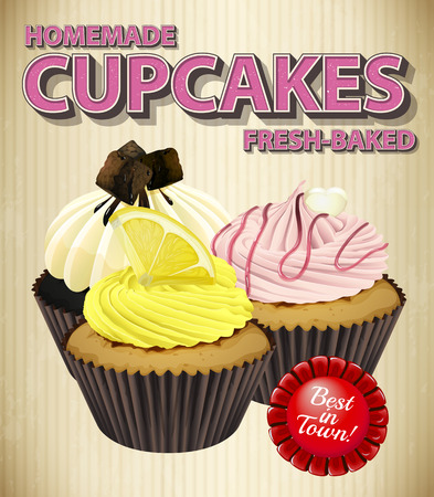 Homemade cupcake with three flavorsのイラスト素材