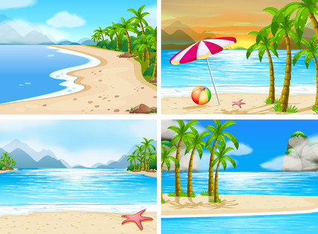 four scenes of beachesのイラスト素材