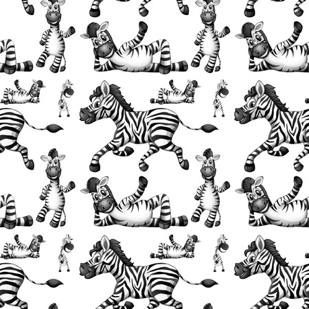 Seamless zebra in different positionsのイラスト素材