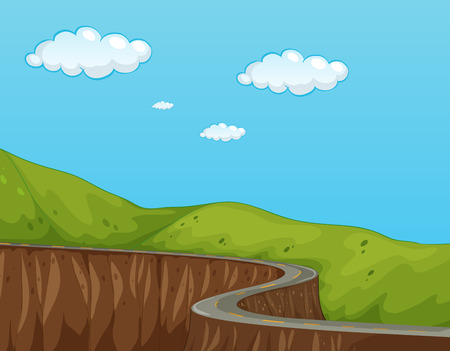 Road along the hills in the countrysideのイラスト素材