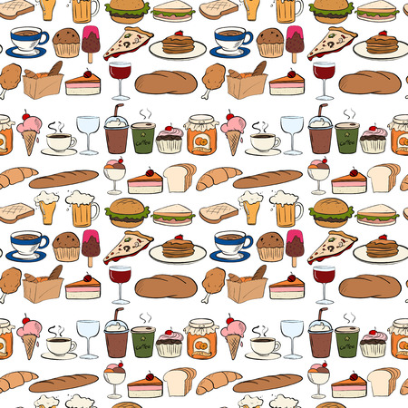 Seamless all kind of foodのイラスト素材