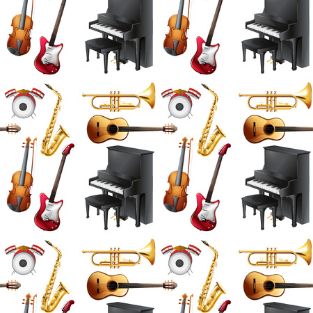 Seamless musical instrument with piano and violinのイラスト素材