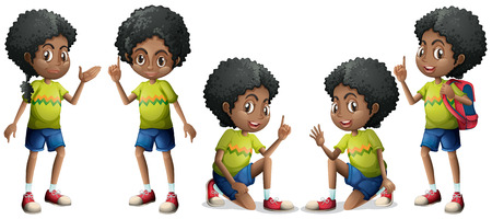 African boy with different positionsのイラスト素材