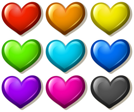 Different colors shiny heart shapeのイラスト素材