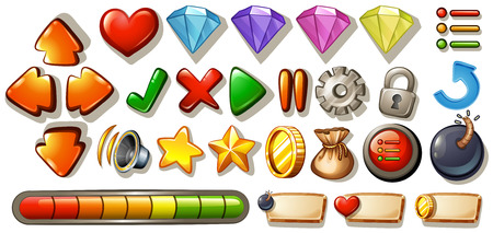 Different symbols and icons of game elementsのイラスト素材