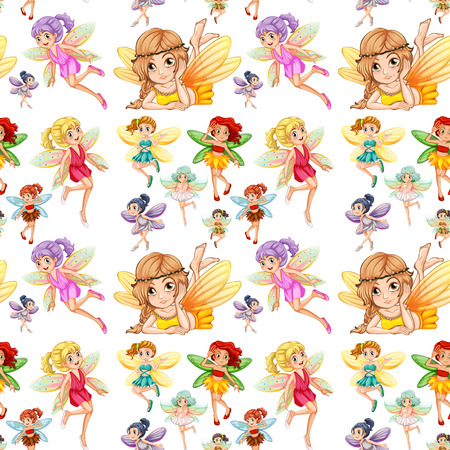 Seamless fairies in different positionのイラスト素材