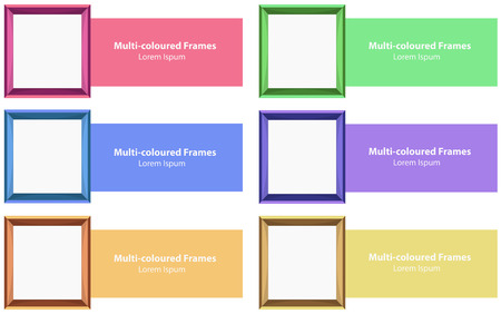 Six different color photo framesのイラスト素材