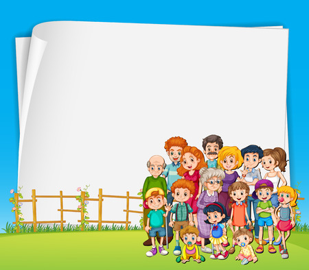 Banner with family members in the backgroundのイラスト素材