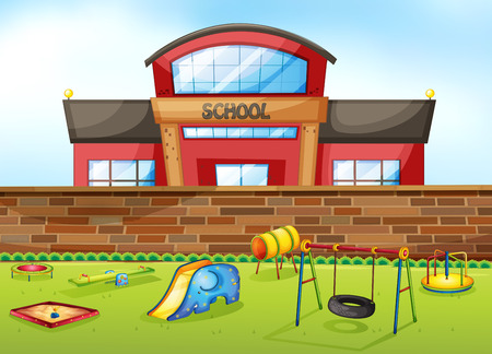 School building and playground area School building and playground area