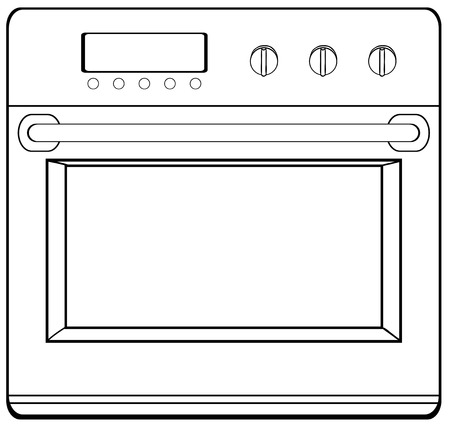 Single electronic oven with handle and screenのイラスト素材