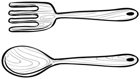 Pair of fork and spoon in simple designのイラスト素材