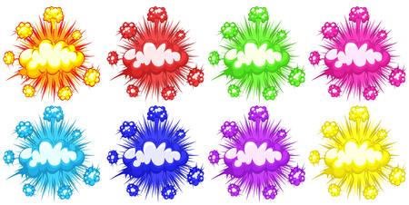 Eight different colors of cloud explosionsのイラスト素材