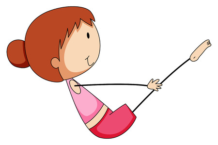 Close up happy girl doing yogaのイラスト素材