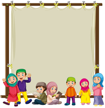Wood sign with muslims backgroundのイラスト素材