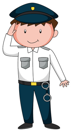 Close up policeman in uniform with handcuffのイラスト素材