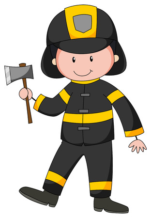 Close up fireman with axe in his handのイラスト素材