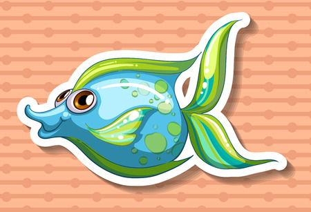 Closeup happy fish swimming with brown backgroundのイラスト素材