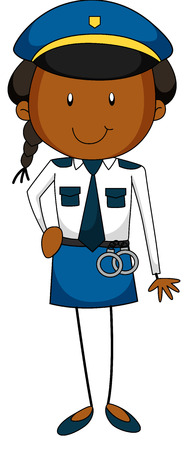 Happy policewoman in the uniform with handcuffのイラスト素材