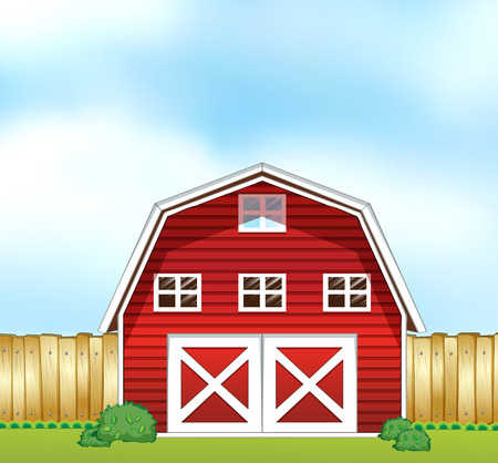 Single barnhouse in the farmlandのイラスト素材