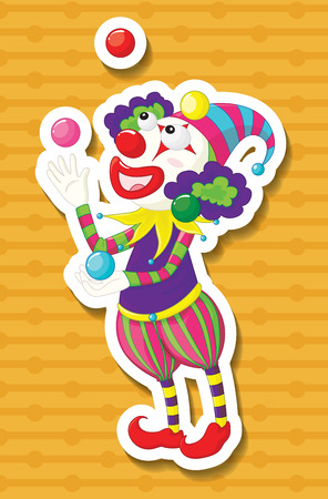 Clown juggling balls with yellow backgroundのイラスト素材