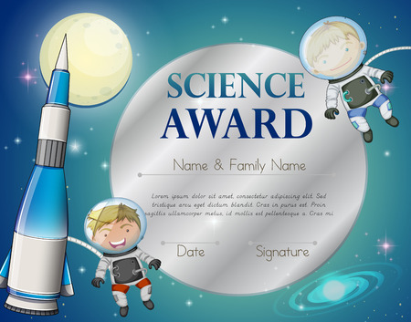 Certificate with astronaunt and space in backgroundのイラスト素材