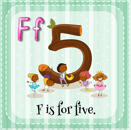 Flashcard letter F is for fiveのイラスト素材