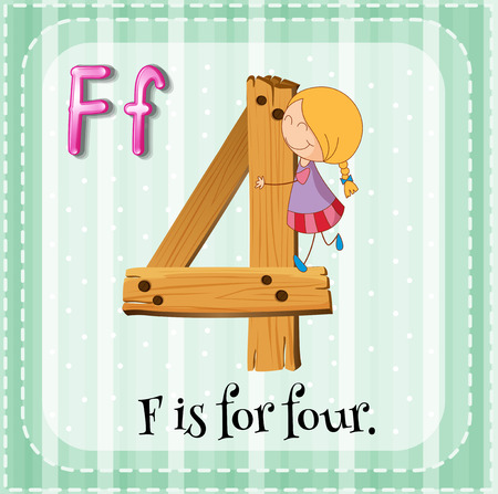 Flashcard letter F is for fourのイラスト素材